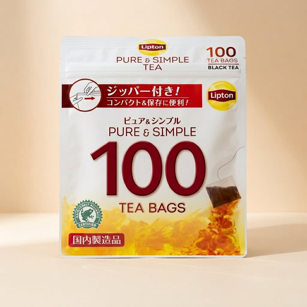 Lipton Pure & Simple, 100 чайных пакетиков. Черный чай (Кения, Индонезия). — фото 1