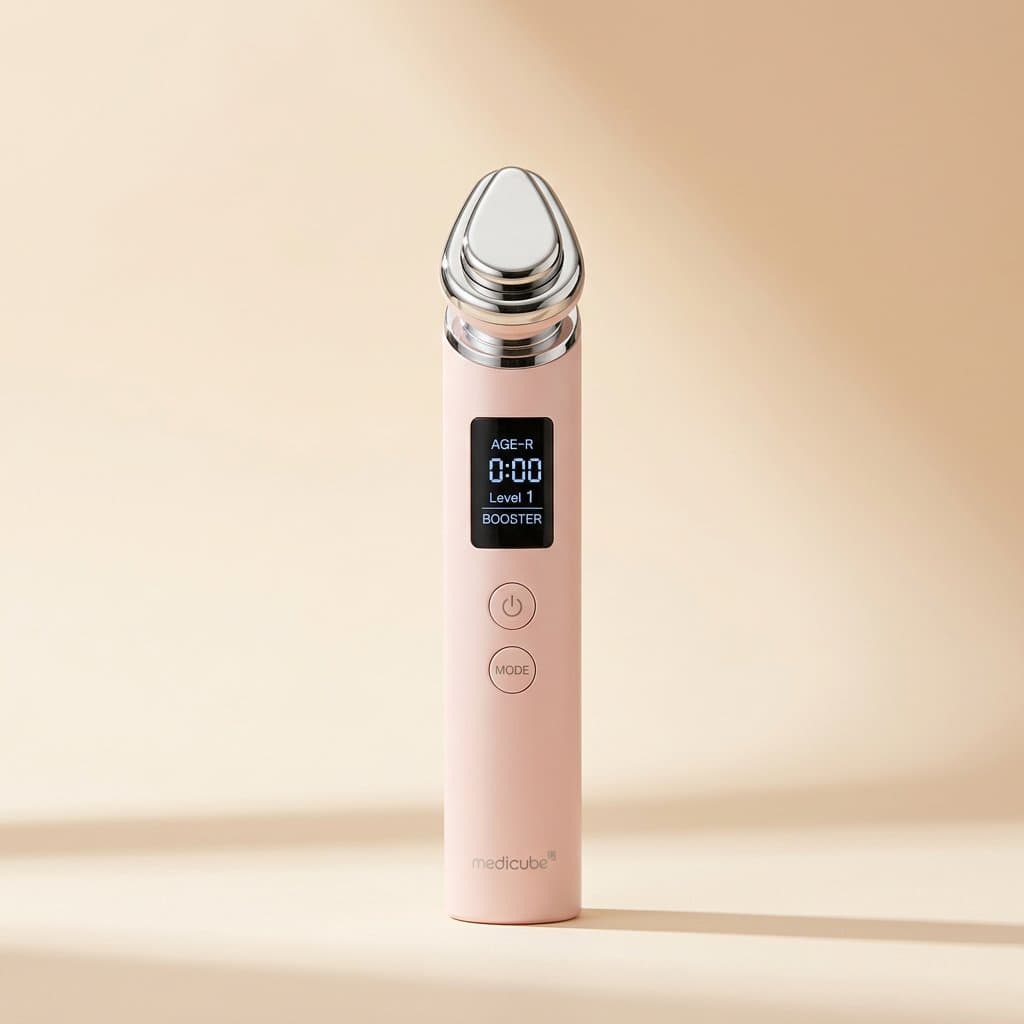 MEDICUBE Микротоковый аппарат для домашнего ухода за кожей 6-в-1 в розовом цвете AGE-R Booster Pro — фото 1