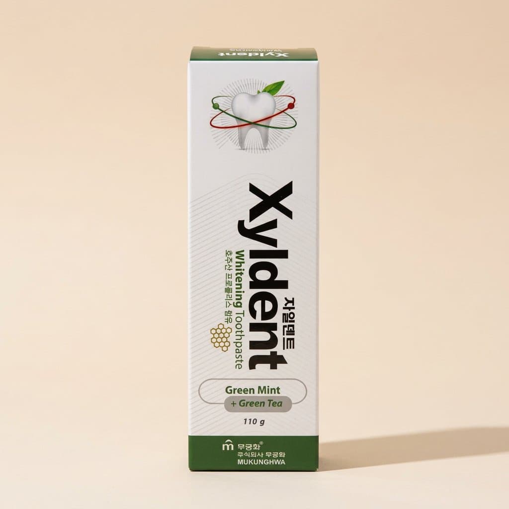 MUKUNGHWA Xyldent Отбеливающая гелевая зубная паста. Зелёный чай и прополис, 110 гр — фото 1