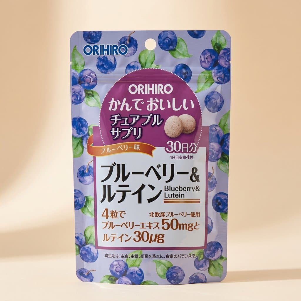 Витаминный комплекс с черникой и лютеином для защиты глаз, жевательные таблетки со вкусом черники, Orihiro — фото 1