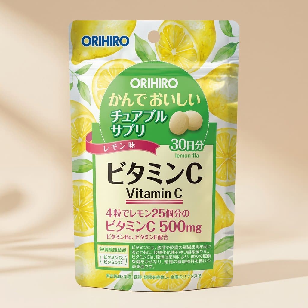 ORIHIRO Жевательный витамин С с лимонным вкусом (120 табл на 30 дней).