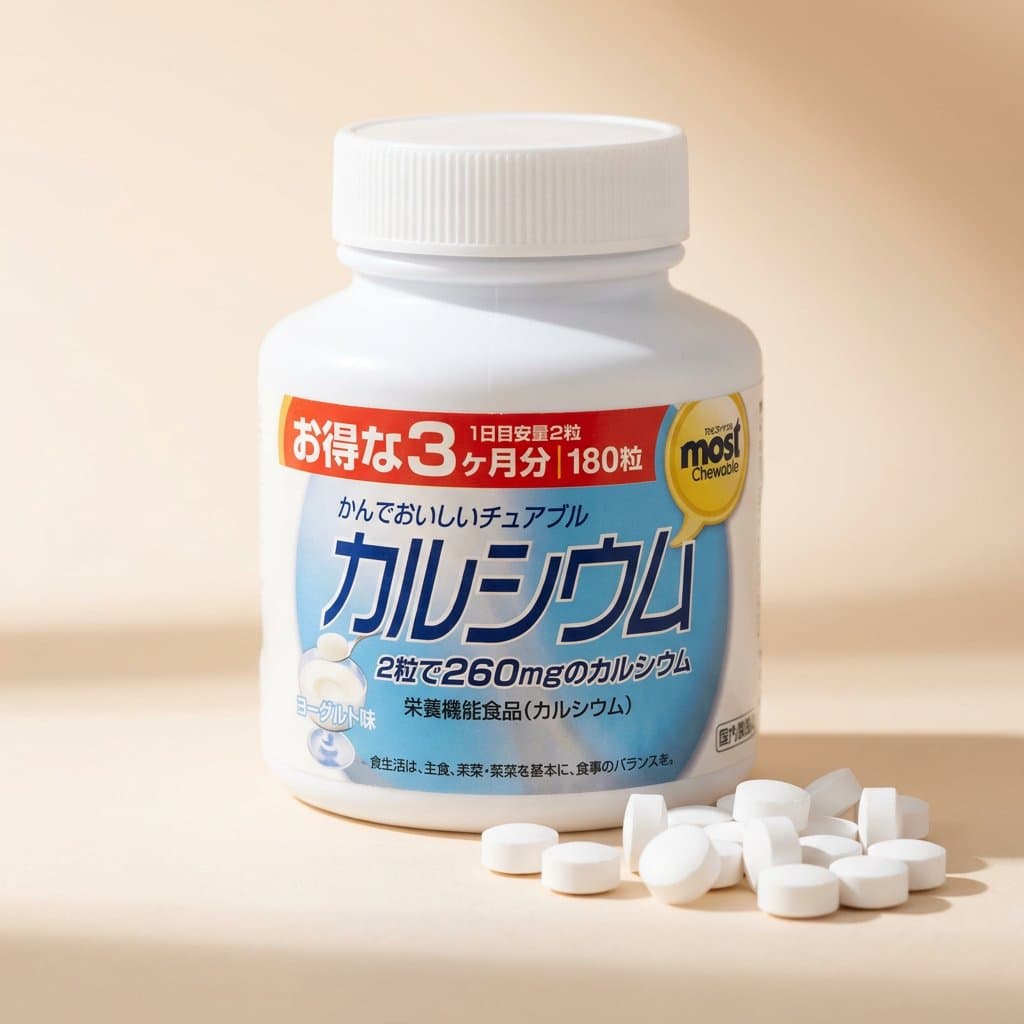 Кальций+витамин D со вкусом йогурта Orihiro/таблетки жевательные 180шт на 90 дней — фото 1