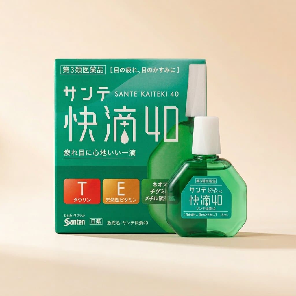 Освежающие капли для глаз с витамин Е Santen Sante 40 Kaiteki — фото 1