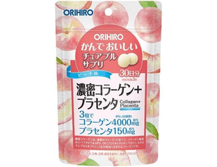 Жевательные таблетки с плотным коллагеном и плацентой со вкусом персика Orihiro Rich Collagen + Placenta  на 30 дн — фото 1