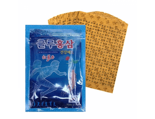 Пластырь обезболивающий Korean Glu Red Ginseng с красным женьшенем и глюкозамином, 20 шт — фото 1