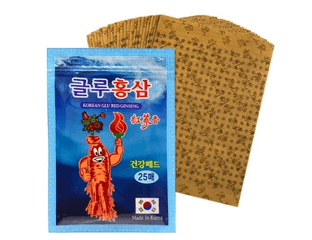 White Wolsy Korean Glu Red Ginseng Пластыри от боли с красным женьшенем 25шт — фото 1