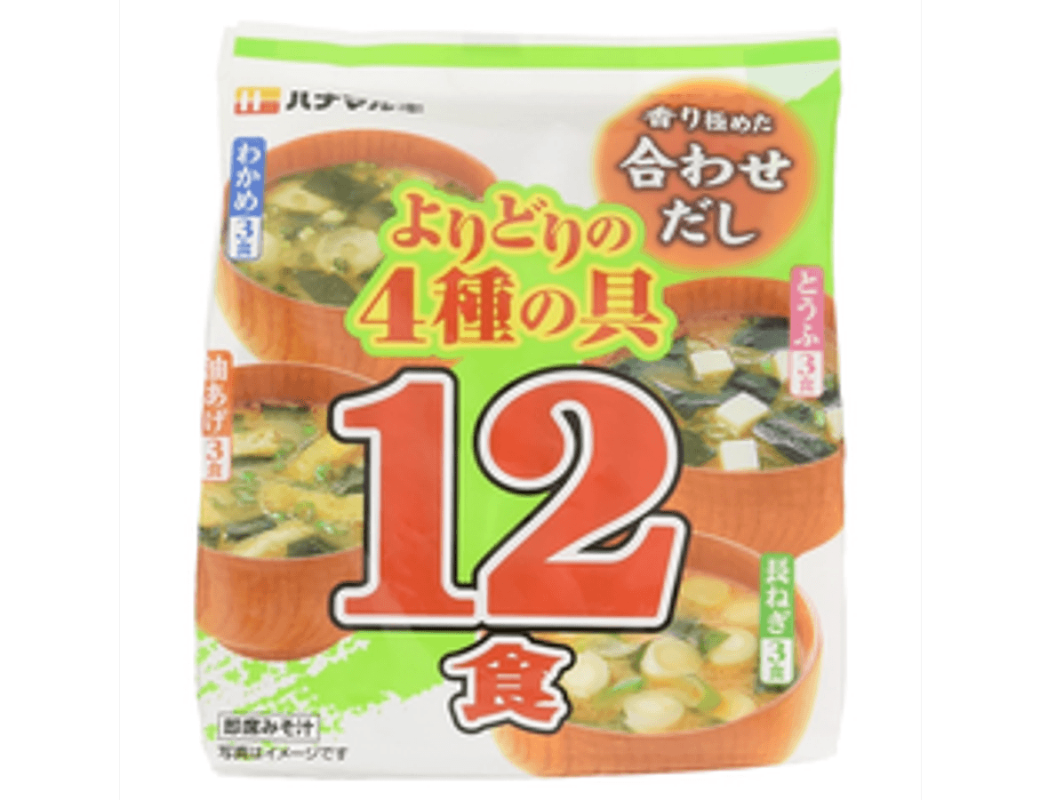 Мисо суп «Ассорти» с пониженным содержанием соли Hanamaruki Low-Sodium Mixed Soup (12 порций, 205 г)