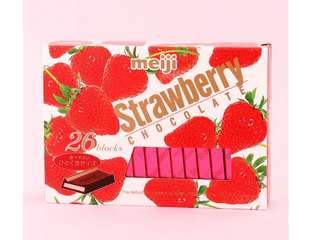 Meiji Strawberry Клубничный шоколад , Япония, 120 г (26 стиков). — фото 1