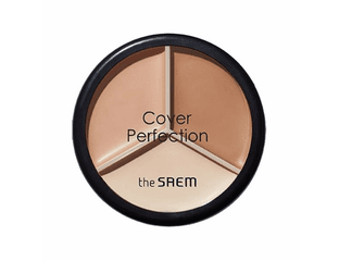 Палетка кремовых консилеров-корректоров The Saem Cover Perfection Triple Pot Concealer #02 Contour Beige — фото 1
