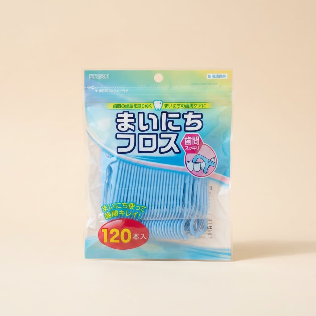 EBISU Флосспик с тонкой зубной нитью на компактной плоской ручке 120 шт