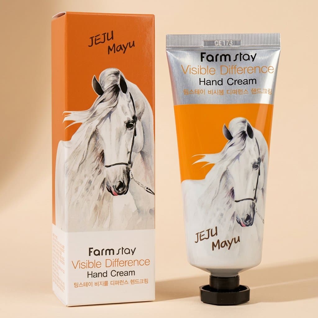 Крем для рук с лошадиным жиром FarmStay JEJU Mayu Visible Difference Hand Cream Horse Oil  (100 мл) — фото 1