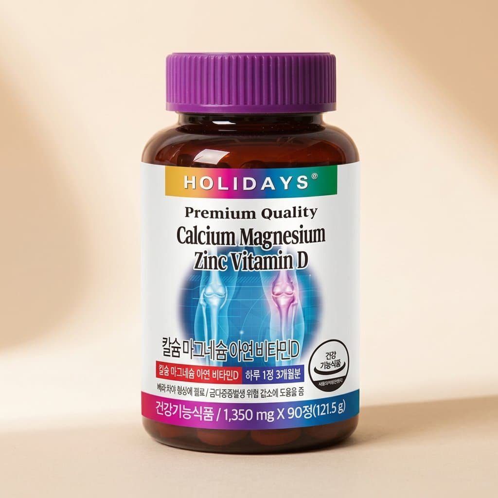 Holidays Premium Quality Calcium Magnesium Zinc Vitamin D 90ea x 1,350mg - Кальций Магний Цинк Витамин D 90шт — фото 1