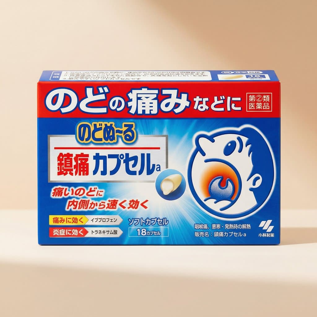 Анальгетическая капсула от боли в горле Kobayashi Pharmaceutical Nodonuru (18 капсул) — фото 1