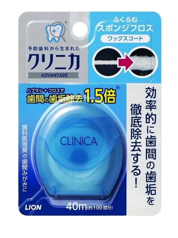 LION Зубная нить на основе воска Clinica Sponge Floss  Длина: 40 м — фото 1