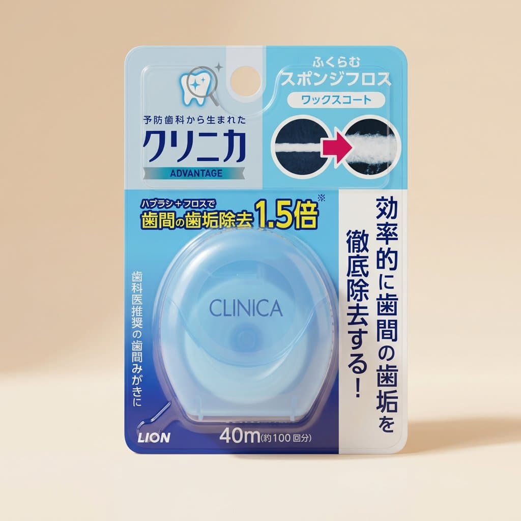 LION Зубная нить на основе воска Clinica Sponge Floss  Длина: 40 м — фото 1