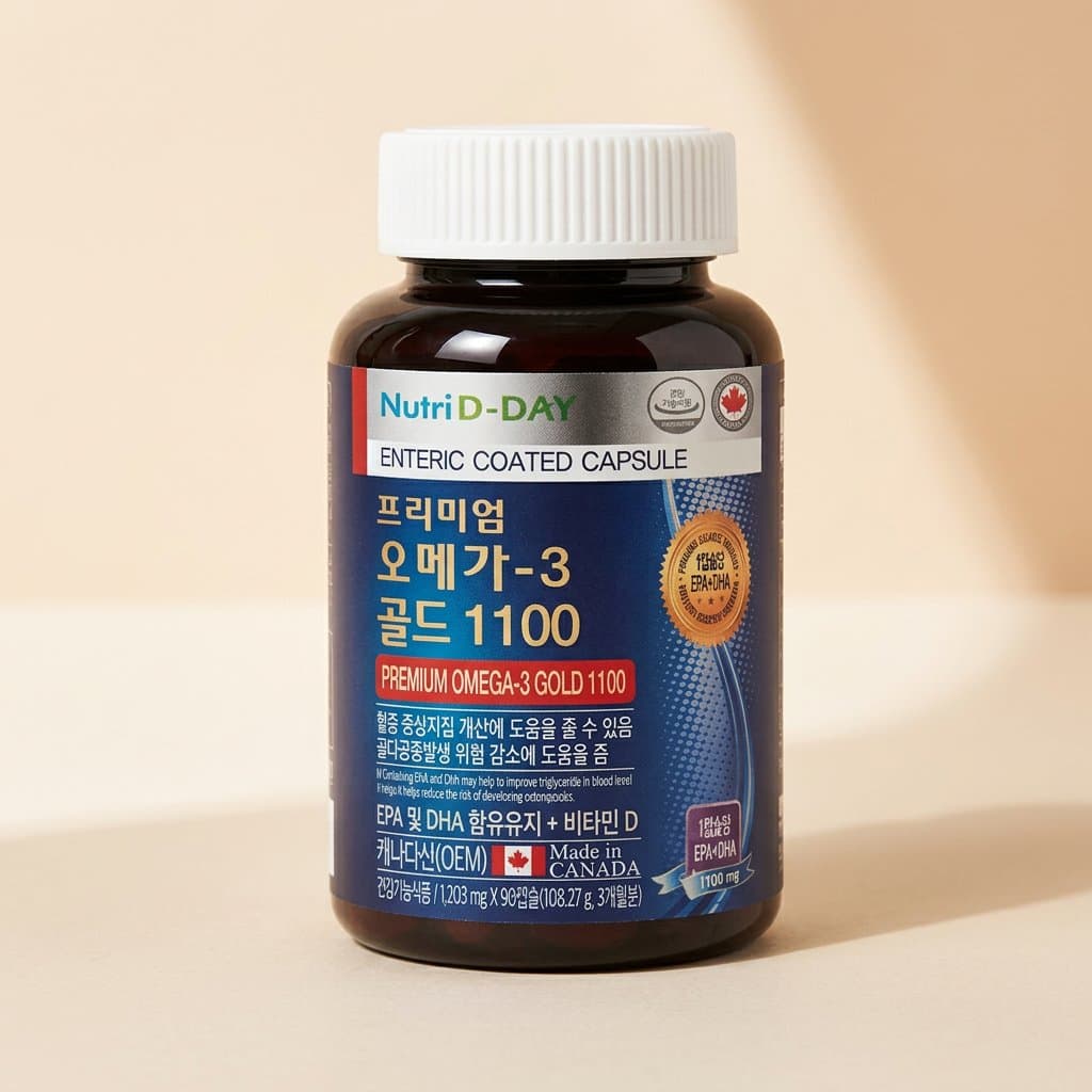 Омега-3 комплекс с витамином D Nutri D-Day Premium Omega-3 Gold 1100 (90 капсул, 115,2 г) — фото 1