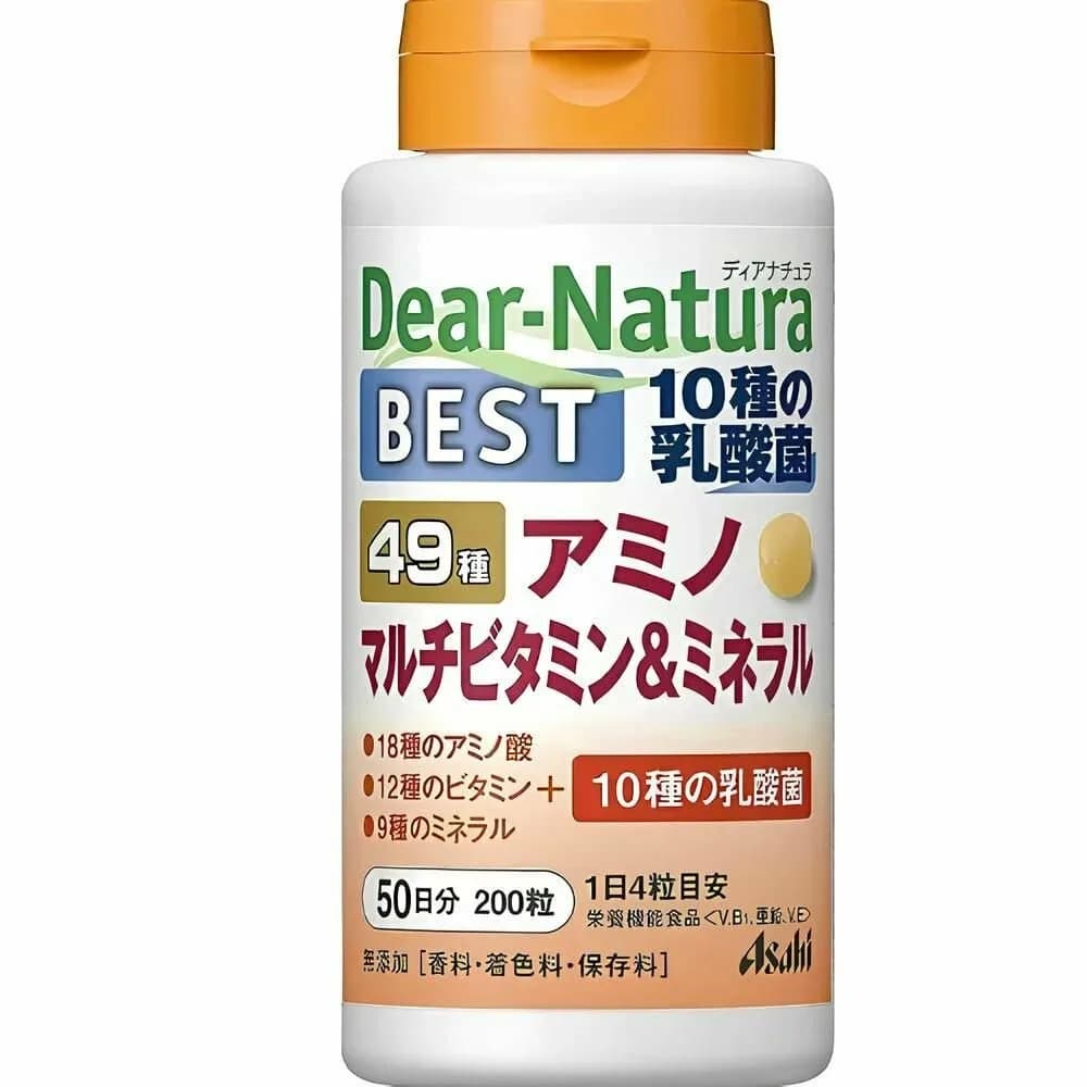 Аминокислоты, мультивитамины и минералы Asahi Dear-Natura Best (200 таблеток, 50 дней) — миниатюра 2