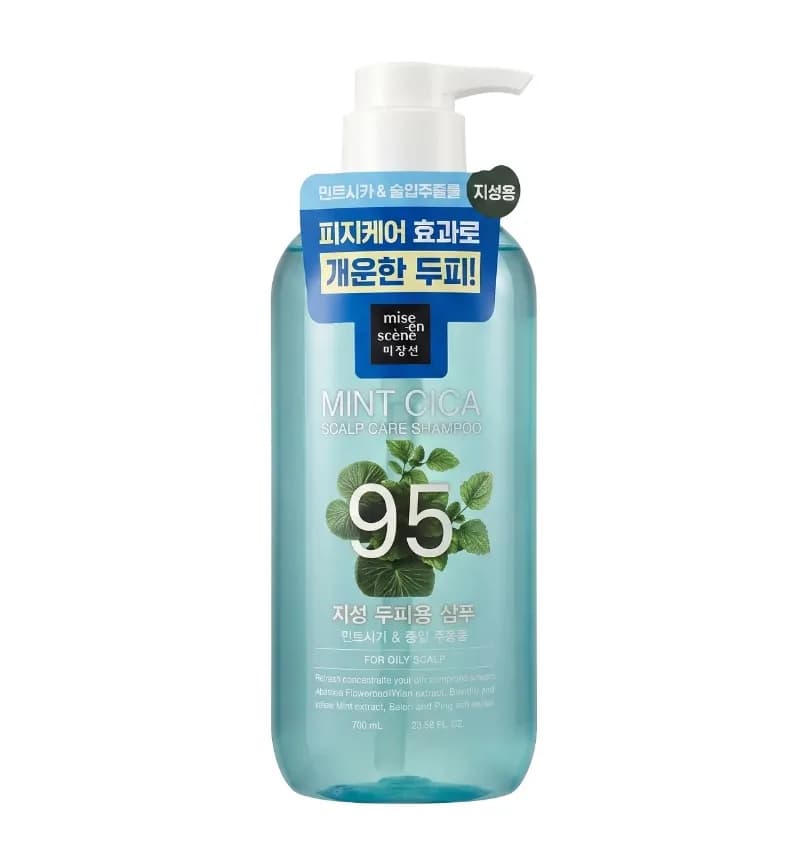  Освежающий шампунь с мятой и центеллой для жирной кожи головы Mise En Scene Mint Cica Scalp Care Shampoo 700 мл — фото 1