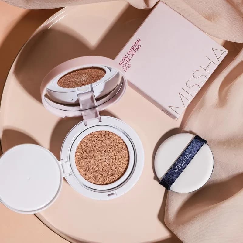 Тональный увлажняющий крем-кушон Missha Magic Cushion Cover Lasting SPF50+ PA+++ 15г — миниатюра 3