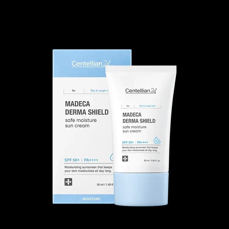 Крем для лица солнцезащитный Centellian24 Madeca derma shield safe moisture sun cream, 50мл — миниатюра 2