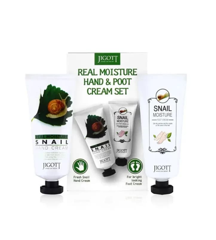 GT JIGOTT Snail Real Набор увлажняющих кремов с экстрактом улитки для ног и рук 100+100 гр — фото 1