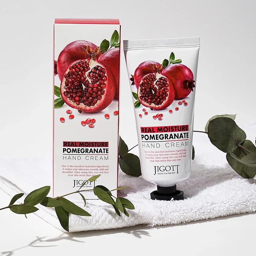 Увлажняющий крем для рук с экстрактом граната Jigott Real Moisture Pomegranate Hand Cream — миниатюра 3
