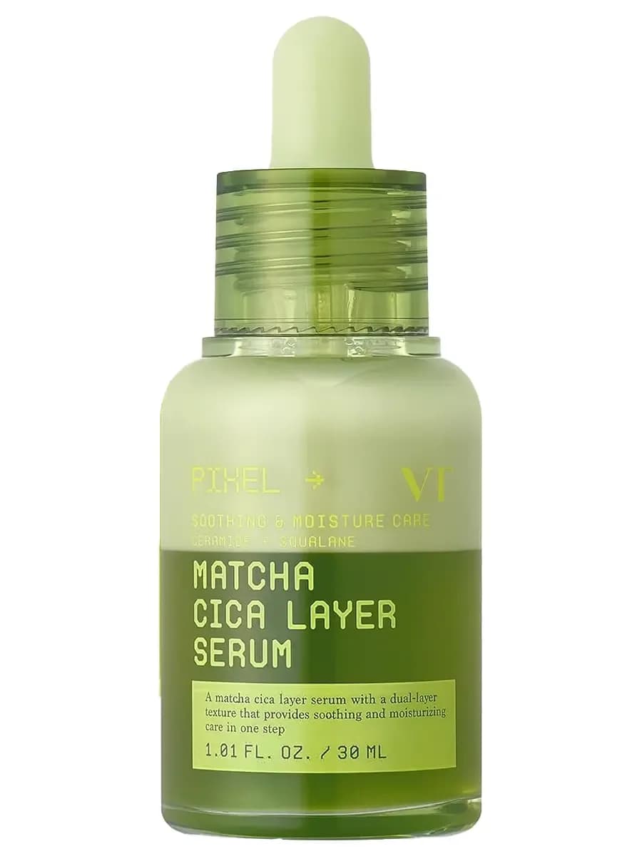 Успокаивающая двухфазная сыворотка с матчей и церамидами VT Cosmetics Matcha Cica Layer Serum — миниатюра 2