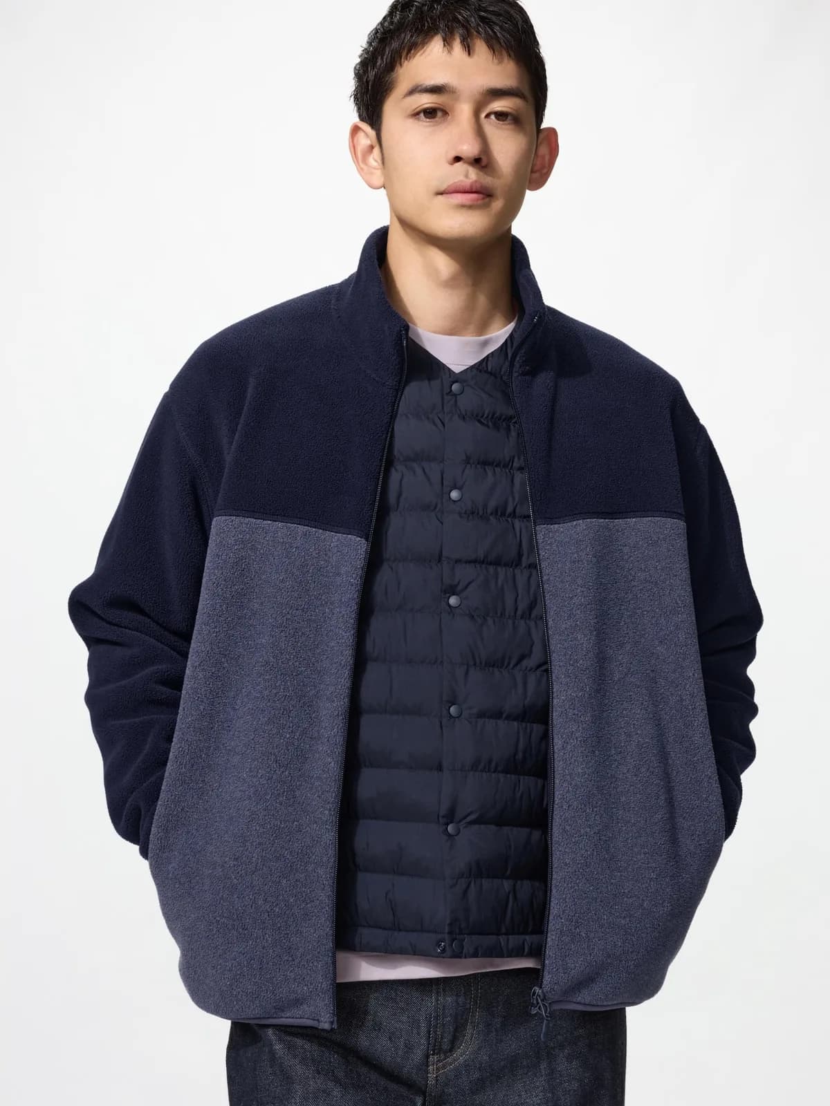 Унисекс флисовая куртка на молнии Uniqlo Fleece Full-Zip Jacket  / Синий — фото 1