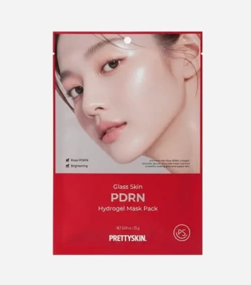 PRETTYSKIN - Glass Skin PDRN Hydrogel Mask Гидрогелевая маска с розой и PDRN для сияющей и увлажненной кожи 25g — фото 1