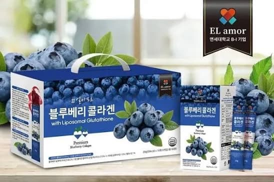 Коллагеновое желе со вкусом черники El Amor Premium Blueberry Collagen With Liposomal Glutathione 20 гр*10 шт — фото 1