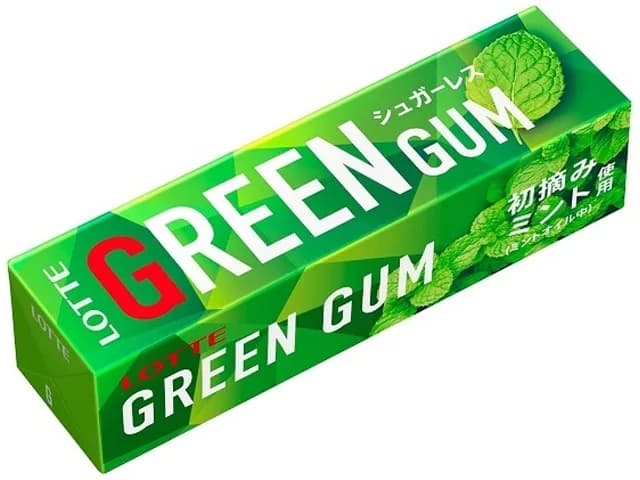 Lotte Green Gum Жевательная резинка со вкусом мяты и зелёного чая, 9 шт — фото 1