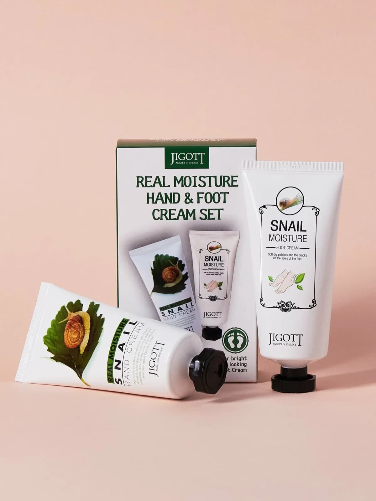 Подарочный набор кремов для рук и ног с муцином улитки Jigott Snail Real Moisture Hand & Foot Cream Set — фото 1